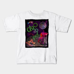 Space Collage with Robot and Rockets Kids T-Shirt